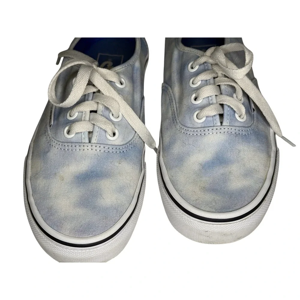 Vans Sky Blue White Tie Dye Clouds‎ Acid Wash Sneakers Lace Up Classic Size 7.5